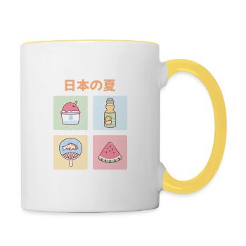 Les choses de l’été au Japon - Mug contrasté - blanc/jaune - Droite