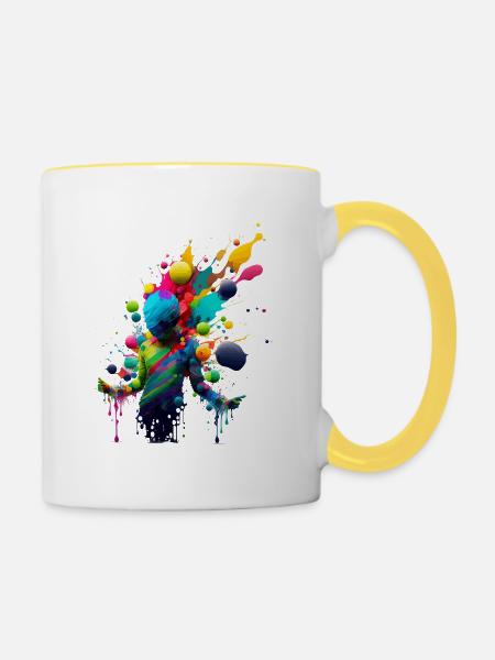 Farbexplosion - Tasse zweifarbig - Weiß/Gelb