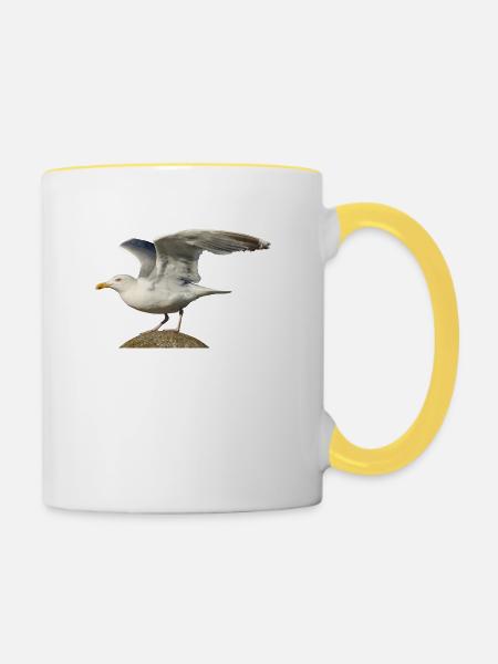 seagull gull moewe2 - Tasse zweifarbig - Weiß/Gelb