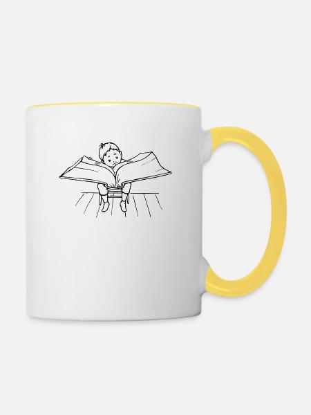Buch - Tasse zweifarbig - Weiß/Gelb