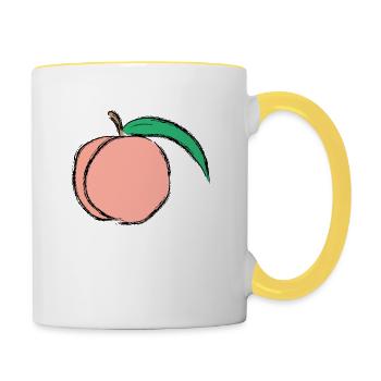 peach pfirsich veggie gemuese fruits17 - Tasse zweifarbig - Weiß/Gelb - Rechts