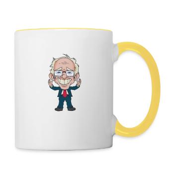 Feel The Bern, Bernie Sanders 2020 Cartoon design - Contrasting Mug - white/yellow - Right
