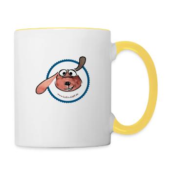 Kollin Kläff - personnage principal du théâtre de marionnettes - Mug contrasté - blanc/jaune - Droite