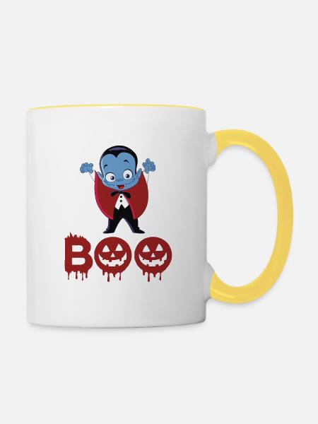 Vampir Halloween - Tasse zweifarbig - Weiß/Gelb