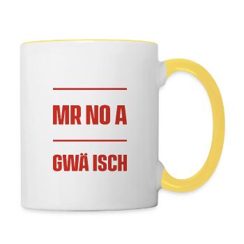 Schwäbischer Dialekt Sprüche Schwaben Sprache - Tasse zweifarbig - Weiß/Gelb - Rechts
