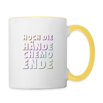 Chemo Krebstherapie Krebs Geschenk - Tasse zweifarbig - Weiß/Gelb - Rechts
