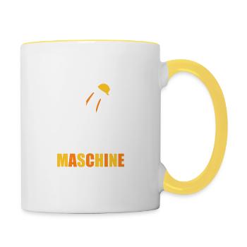 Bau Maschine Bauarbeiter Bagger Geschenk - Tasse zweifarbig - Weiß/Gelb - Rechts