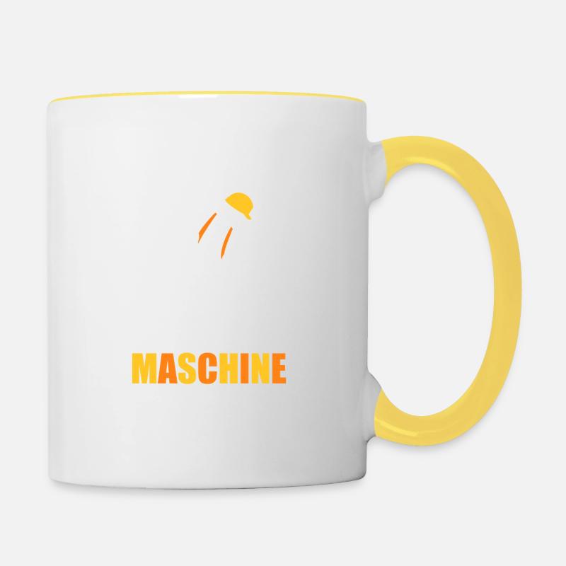 Bau Maschine Bauarbeiter Bagger Geschenk - Tasse zweifarbig - Weiß/Gelb