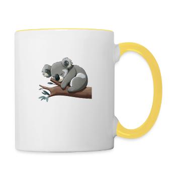 Koala ours Koala endormi. Idéal pour dormir. - Mug contrasté - blanc/jaune - Droite