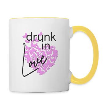 Ivre d’amour - Mug contrasté - blanc/jaune - Droite
