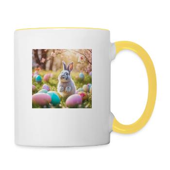 Alpine Mountain Hare - Animal of the Year 2025 - Easter Bunny - Contrasting Mug - white/yellow - Right