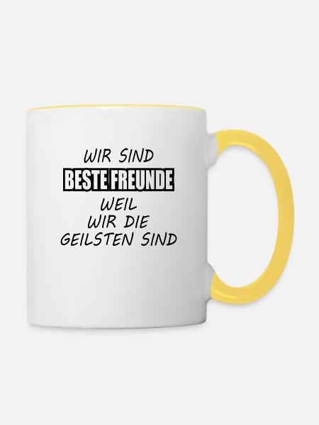 Beste Freunde - Tasse zweifarbig - Weiß/Gelb