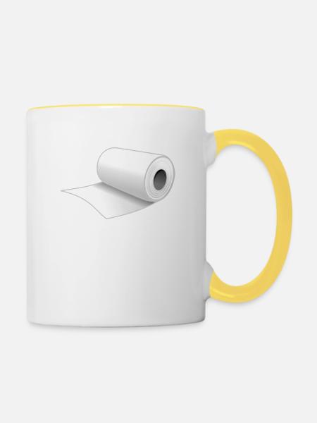 Toilettenpapier - Tasse zweifarbig - Weiß/Gelb