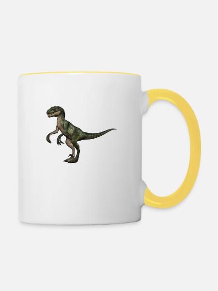 Velociraptor Dinosaurier 5 - Tasse zweifarbig - Weiß/Gelb