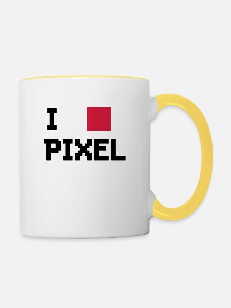 I LOVE PIXELS - Tasse zweifarbig - Weiß/Gelb