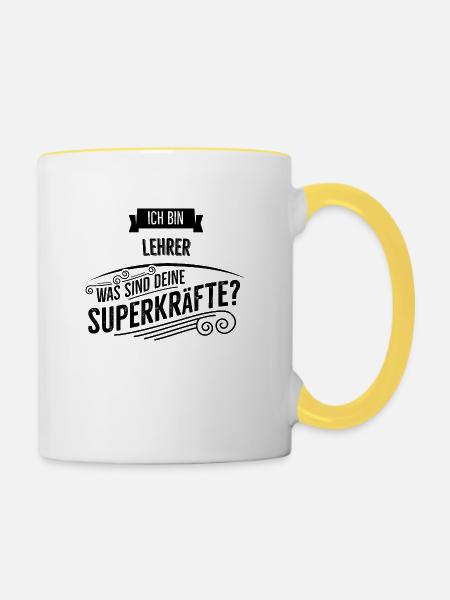 Lehrer - Tasse zweifarbig - Weiß/Gelb