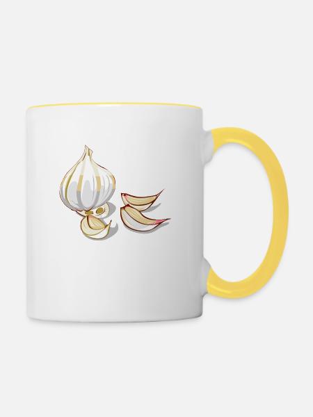 Knoblauch - Tasse zweifarbig - Weiß/Gelb