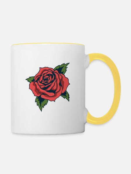 Rose - Tasse zweifarbig - Weiß/Gelb