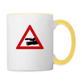 Achtung, Kameramann! - Tasse zweifarbig - Weiß/Gelb - Rechts