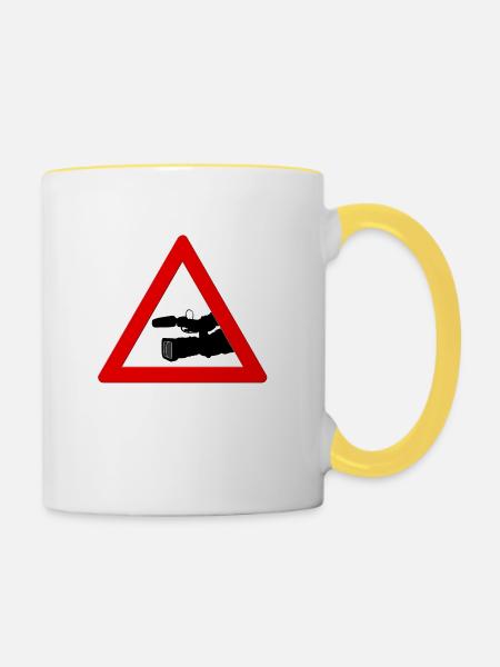 Achtung, Kameramann! - Tasse zweifarbig - Weiß/Gelb