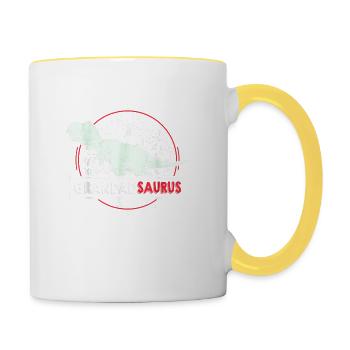 Mens GrandadSaurus Grandad Gifts from Grandchildre - Contrasting Mug - white/yellow - Right