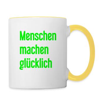 People make you happy – Positive statement - Contrasting Mug - white/yellow - Right