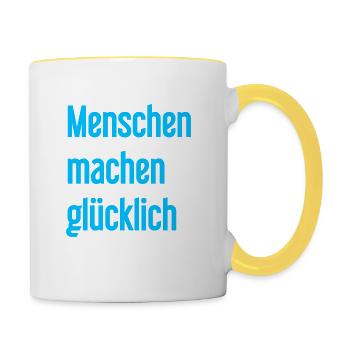 People make you happy – Positive statement - Contrasting Mug - white/yellow - Right