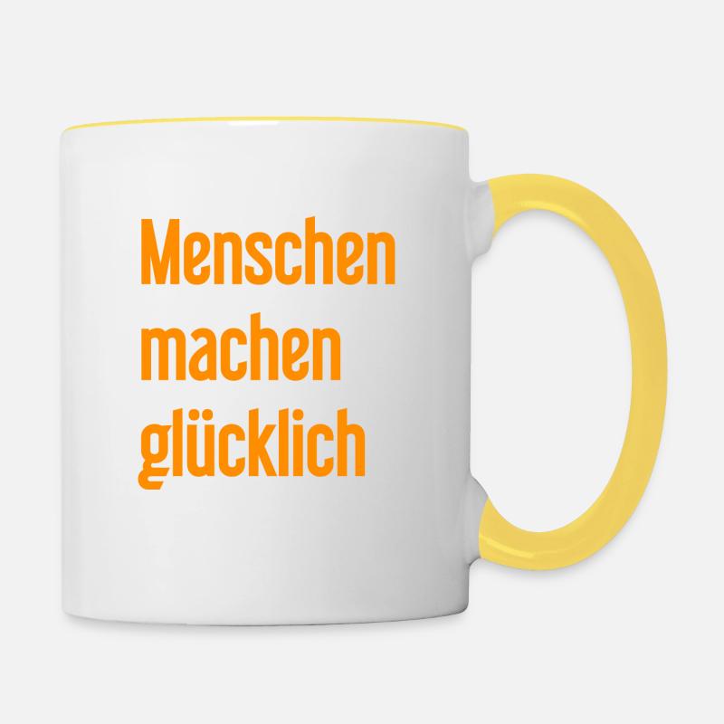 Les gens vous rendent heureux – Déclaration positive - Mug contrasté - blanc/jaune