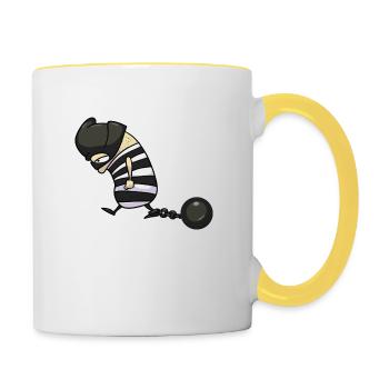 Knast Klau-Klaus - Tasse zweifarbig - Weiß/Gelb - Rechts