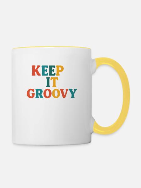 Halten Sie es groovy - Tasse zweifarbig - Weiß/Gelb