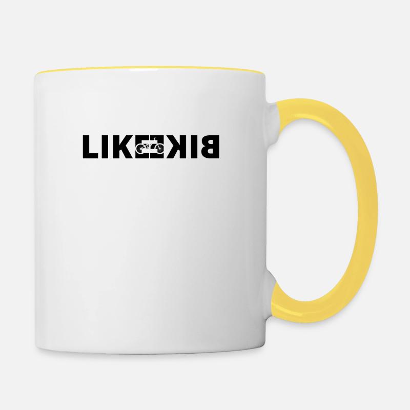 cycle de l'amour de course cycle cyclisme bicyclette lik - Mug contrasté - blanc/jaune