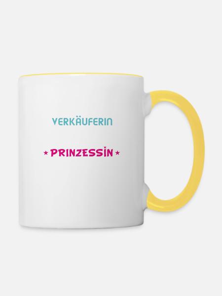 Verkäuferin - Prinzessin - Tasse zweifarbig - Weiß/Gelb