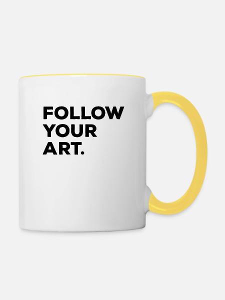 Follow your art - Tasse zweifarbig - Weiß/Gelb