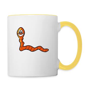 Regenwurm Wurm - Tasse zweifarbig - Weiß/Gelb - Rechts