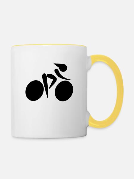 Rennradfahrern - Tasse zweifarbig - Weiß/Gelb