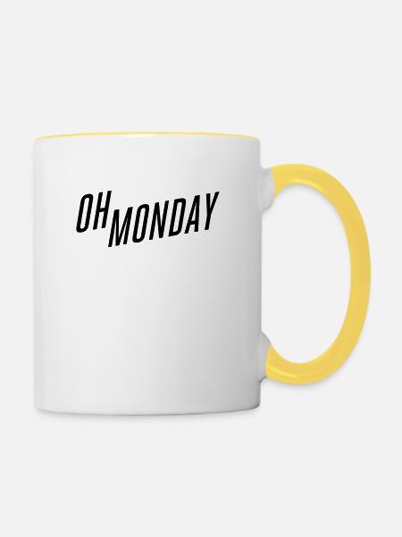 oh monday - Tasse zweifarbig - Weiß/Gelb
