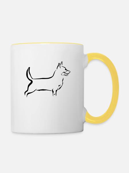 Lancashire Heeler - Tasse zweifarbig - Weiß/Gelb