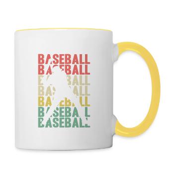 Baseball Player Vintage Retro Baseball Gift - Contrasting Mug - white/yellow - Right