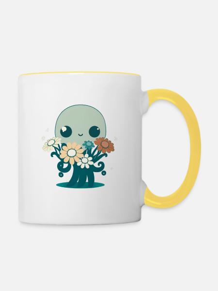 Liebevolle Tentakel 1 - Tasse zweifarbig - Weiß/Gelb