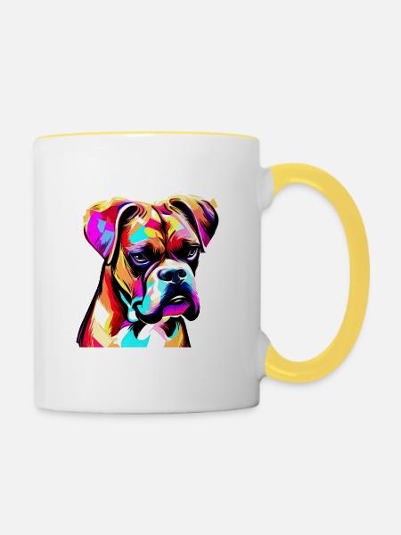 Boxer-Kunst - Tasse zweifarbig - Weiß/Gelb