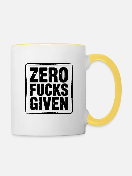 Null Ficks mit fettem T-Shirt - Tasse zweifarbig - Weiß/Gelb