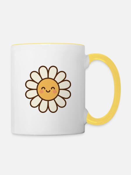 Daisy Strahlendes Lächeln - Tasse zweifarbig - Weiß/Gelb