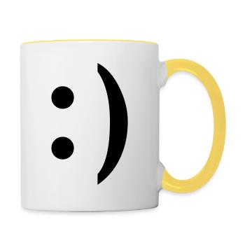 :) smiley - Tasse zweifarbig - Weiß/Gelb - Rechts