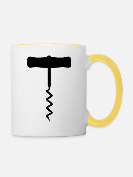 Korkenzieher - Tasse zweifarbig - Weiß/Gelb