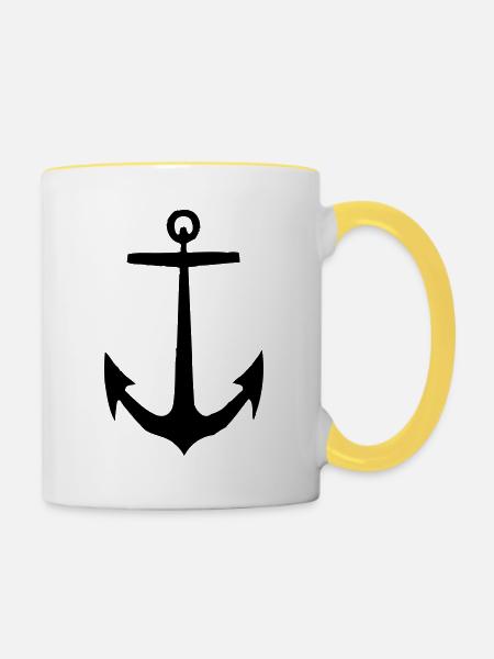 Anker - Tasse zweifarbig - Weiß/Gelb
