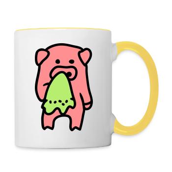Pig sad / sick 3 - Contrasting Mug - white/yellow - Right