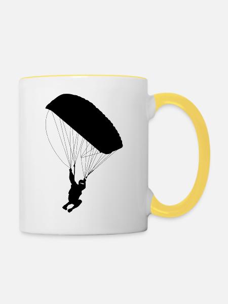 Fallschirm - Tasse zweifarbig - Weiß/Gelb