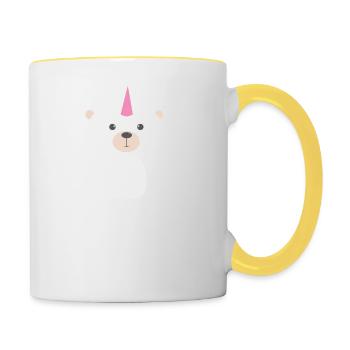 Einhorn! Bär! - Tasse zweifarbig - Weiß/Gelb - Rechts