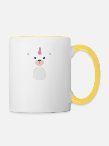 Einhorn! Bär! - Tasse zweifarbig - Weiß/Gelb