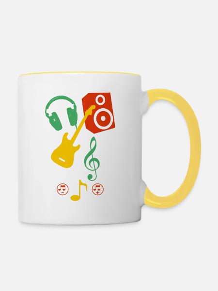 music - Tasse zweifarbig - Weiß/Gelb